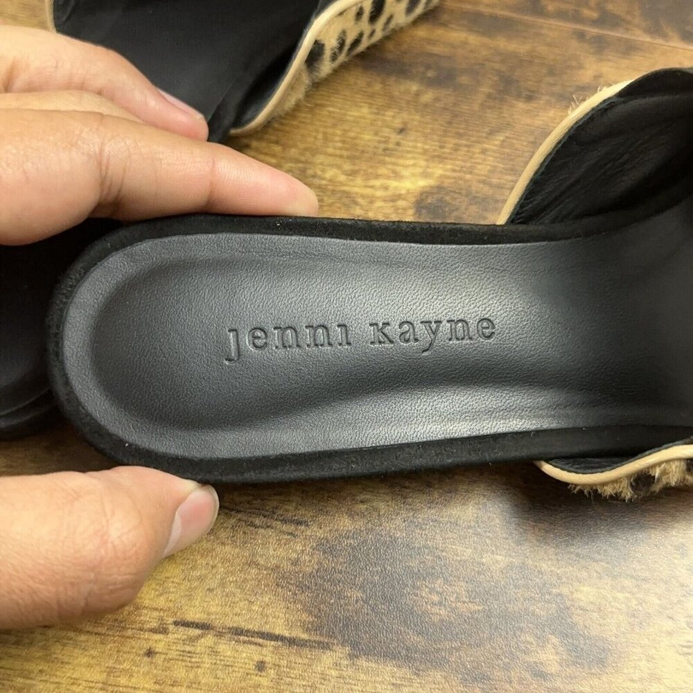 Jenni Kayne Cheetah Print Mules Size 39 Pony Hair Slip On Pointed Toe Flats - Picture 7 of 16